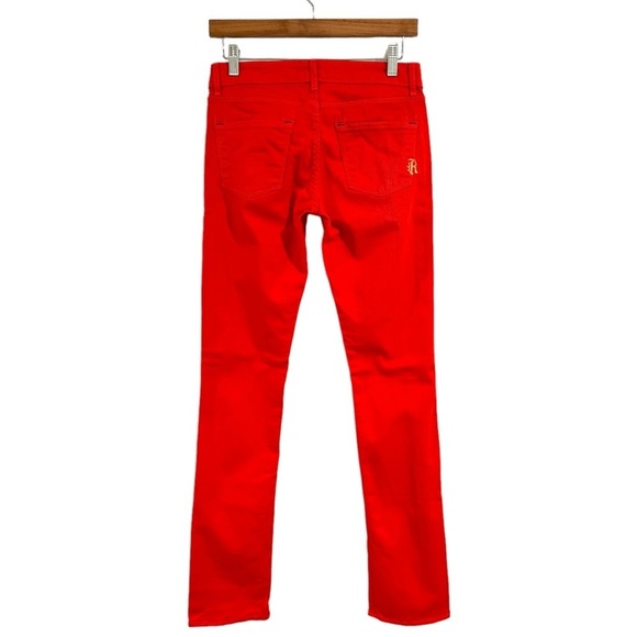 Rich & Skinny Sleek Red Orange Straight Leg Stretchy Jeans Y2K | Size 25 - Picture 2 of 7